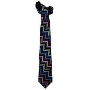 Vintage Robert Talbott Tie 100% Silk Rainbow USA Twee Stripes Colorful Purple